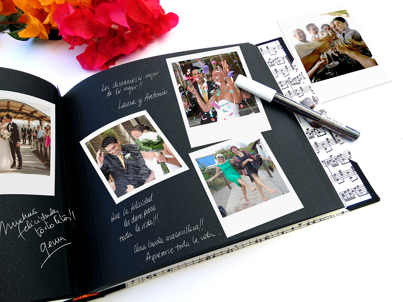 Álbum de foto y firmas musical – Libro de testigos, libro de firmas boda,  álbum de fotos