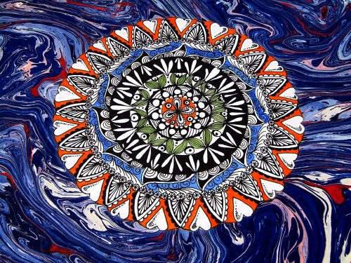 Álbum de fotos azul con mandala 1. Mardepapel