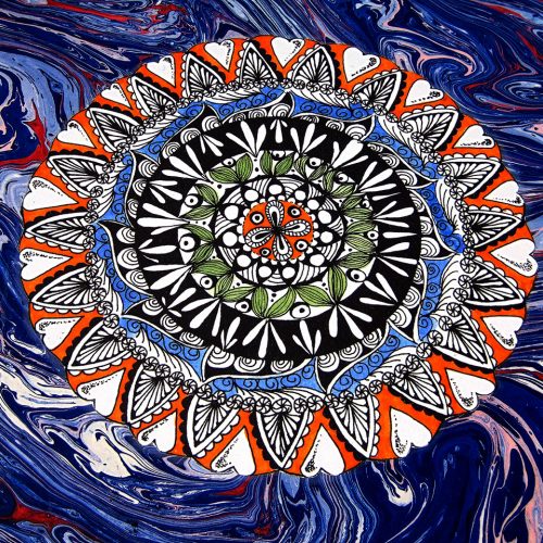 Álbum de fotos azul con mandala 1. Mardepapel