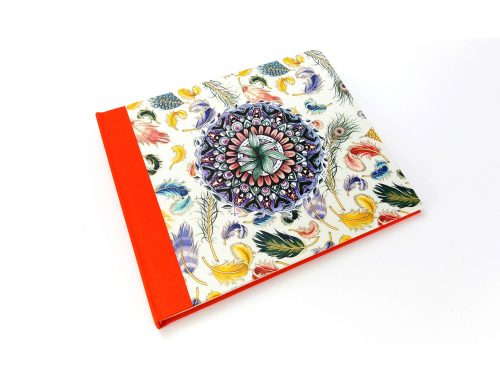 Álbum de fotos naranja con mandala. Mardepapel