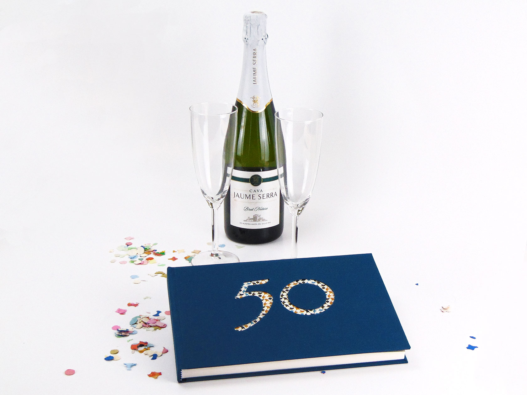 Libro de firmas para "50" cumpleaños<br> con números en relieve