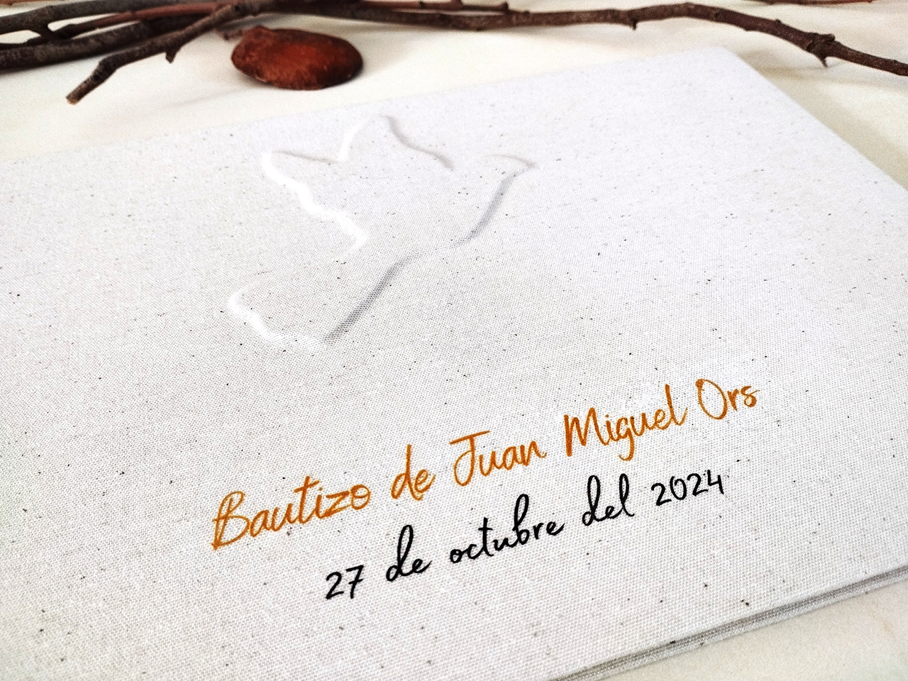 Tapa libro de firmas para bautizo